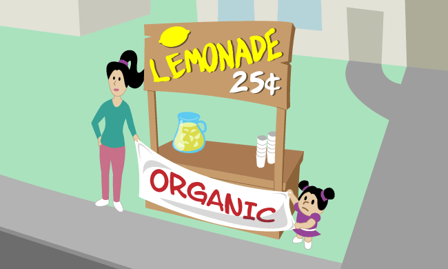 With mom's help, Suzy is trying to appeal to the organic crowd